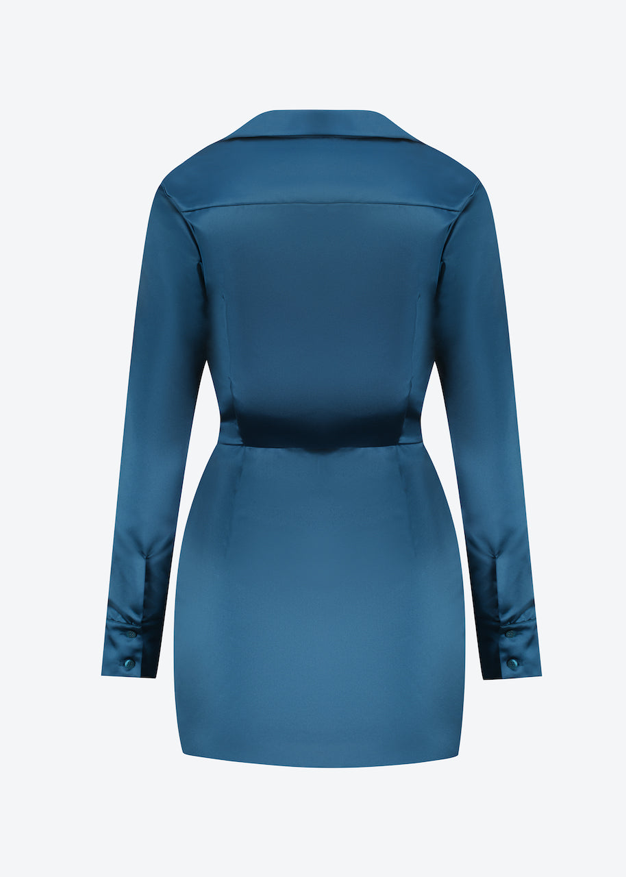 Shirt dress in cobalt blue