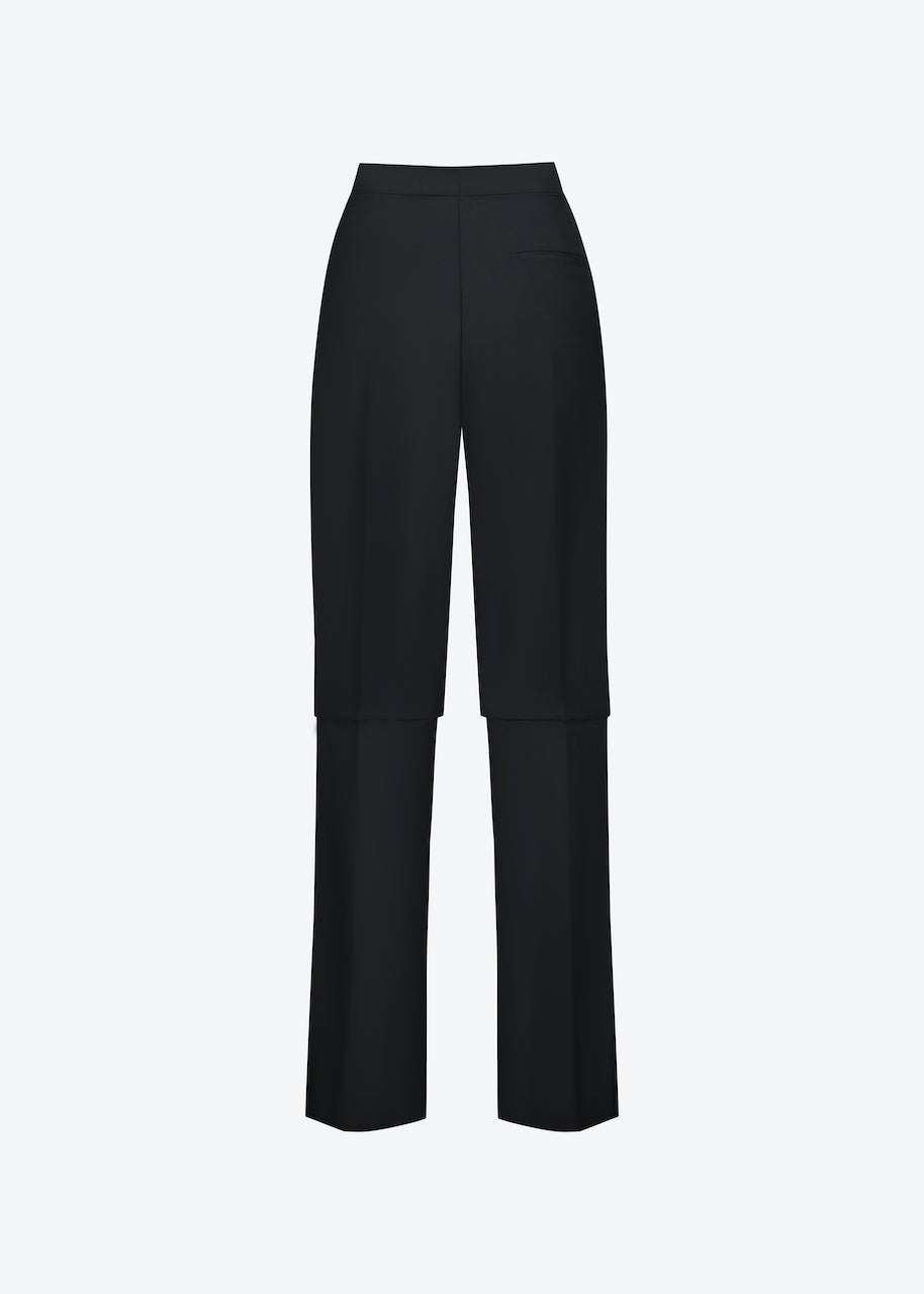 High-waist double-layer pants in black