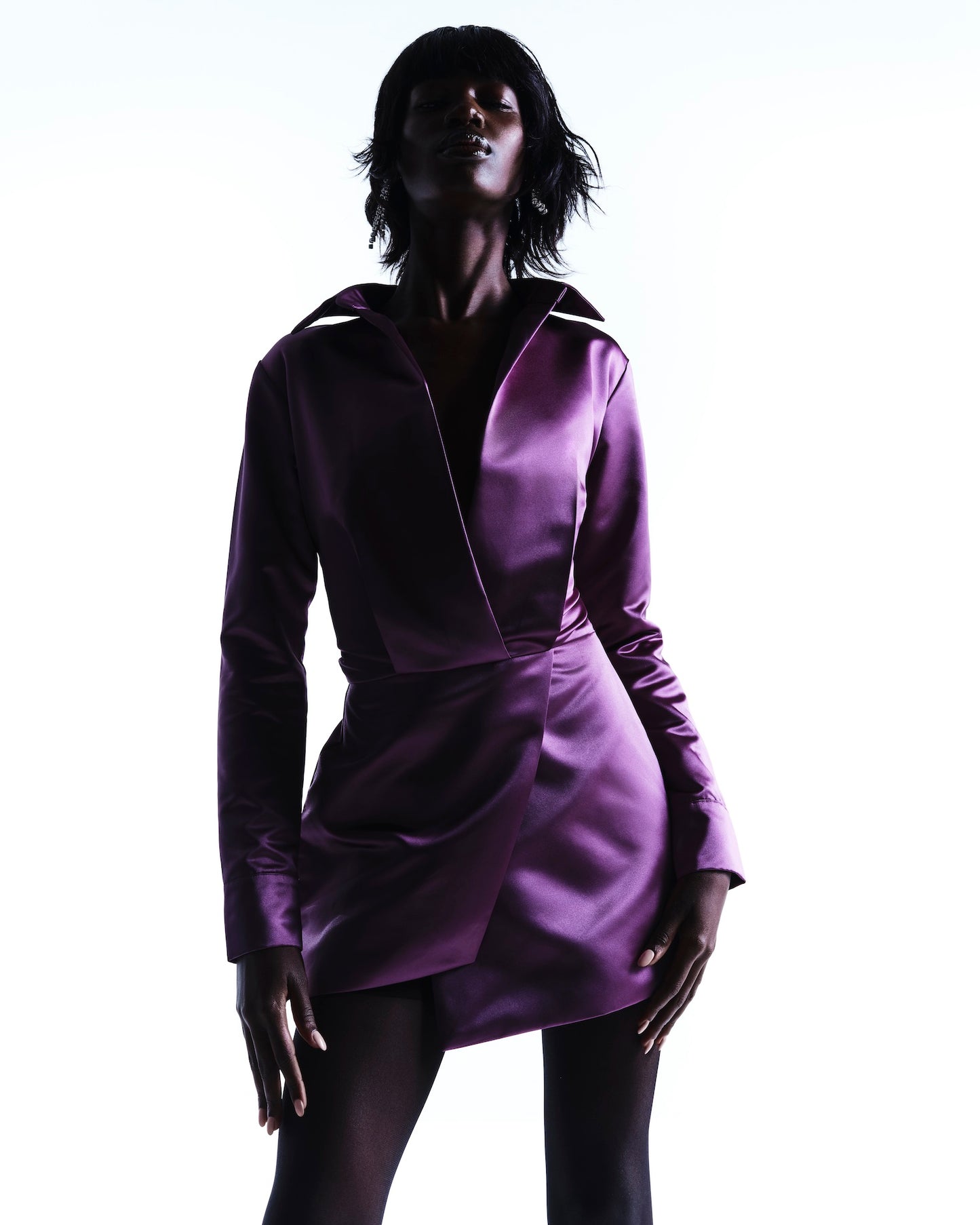 Shirt dress in purple