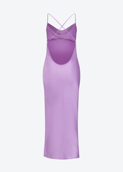 Silk slip dress in lilac