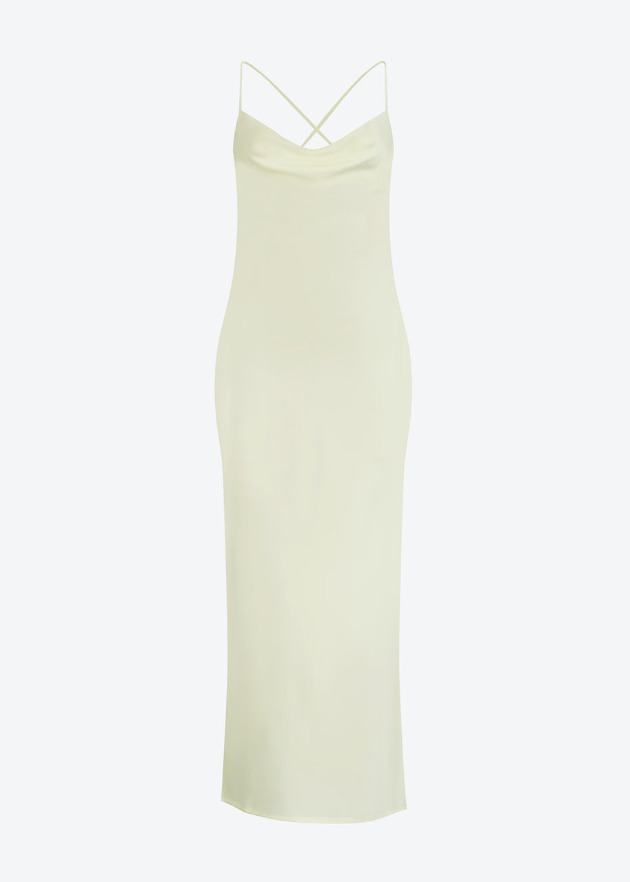 Silk slip dress in off white