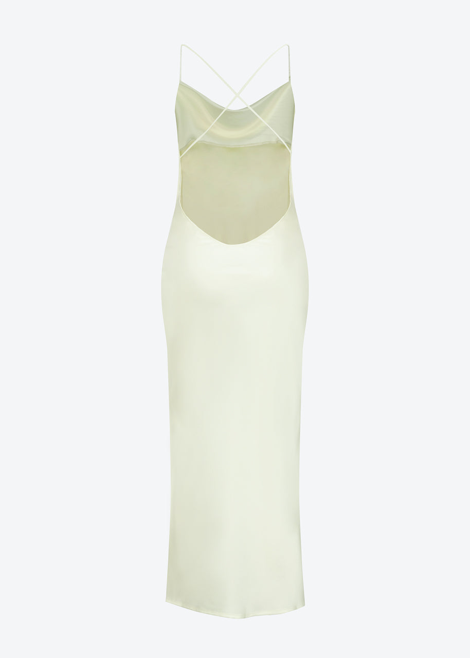 Silk slip dress in off white