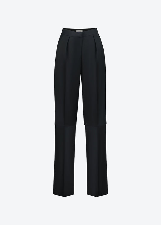 High-waist double-layer pants in black